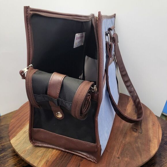 Bow-Wow Pet Carrier Large 15” x 12” x 8” Pets Up to 22lbs Blue Corduroy Unused - Picture 4 of 16